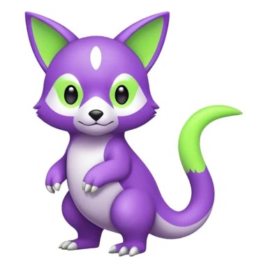 Cute cool purple neon-green white lime animal hybrid Fakemon full body sticker