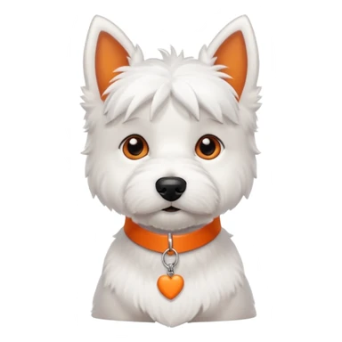 Cute Boy Westie with an orange collar and bone shaped name tag white short ears sticker