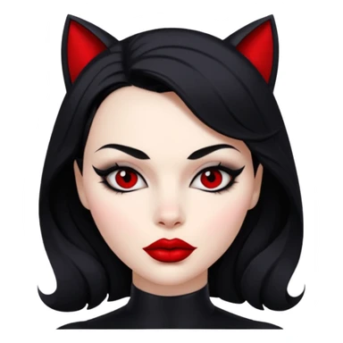 Cat woman  black eyes with black eyeliner dark hair big lips  sticker