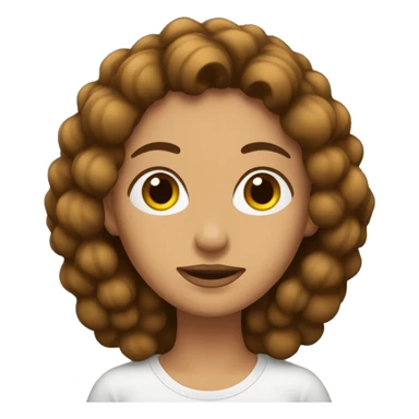 Mujer con rulos pelo castaño oscuro sticker