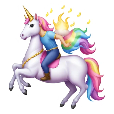 Bean riding a unicorn farting sticker