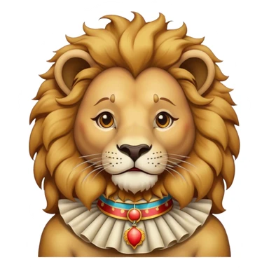 Vintage circus lion wearing ruffled collar sticker