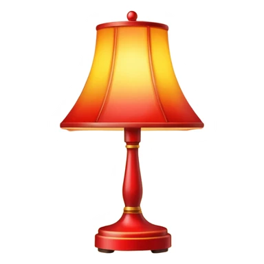 red stand lamp emitting yellow light, warm glow, smooth gradient, bright and saturated colors, minimal details, glossy highlights sticker
