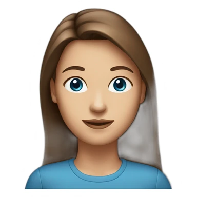 woman 25 years ago, long straight brown hair, blue eyes sticker