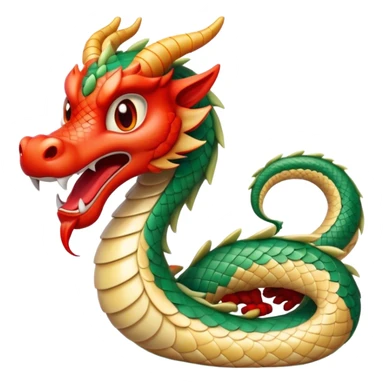 Cinematic Comical Chinese Serpent Dragon Portrait Emoji, Head tilted dramatically with an exaggeratedly amused expression, featuring a sleek, serpentine form adorned in luminous jade and vermilion scales interlaced with playful cloud and water accents; rendered with vibrant, lifelike textures and dynamic natural shadows, high shine, playful yet wise, styled with an air of cheeky ancient mystique, soft glowing outline, capturing the essence of a spirited and humorously enigmatic celestial dragon that looks ready to spiral into legendary lore! sticker