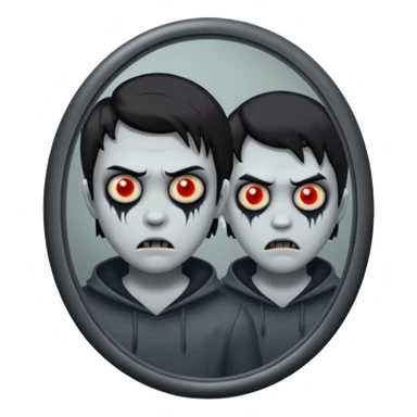 Spooky killer on mirror behind boy sticker