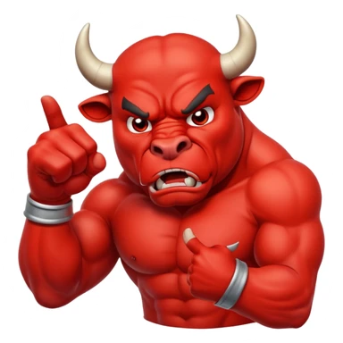 Angry bull emoji showing thumb down (DisLikes) sticker
