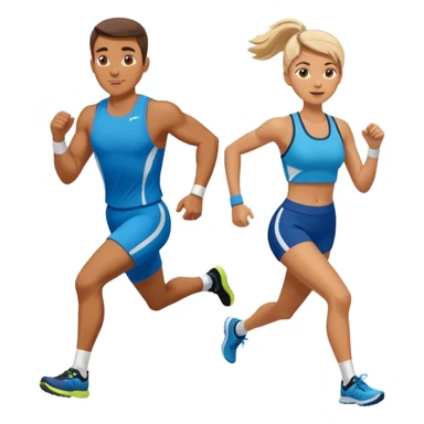 A man and woman running a HYROX race sticker
