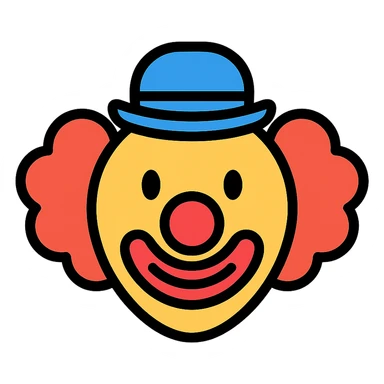 clown face, simple, bold lines, playful expression, vibrant colors sticker