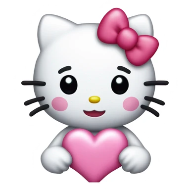 hello kitty with a little pink heart in her hands sticker