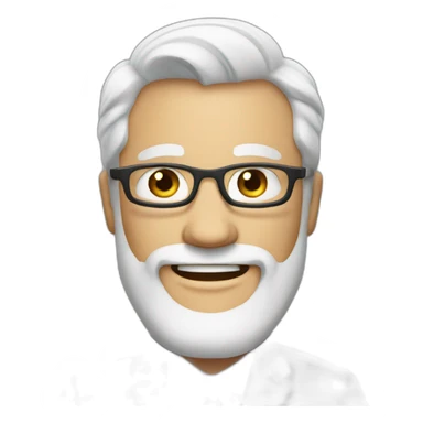 Create an emoji of a man smiling, business dressed, with white hair and with a short but neat white beard sticker