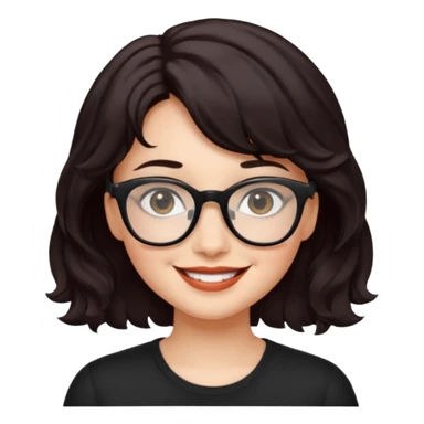 niña con pelo corto ondulado color negro rojiso con lentes negros  sticker