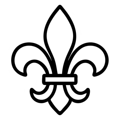 blue fleur-de-lys icon, outlined icon style, no text sticker