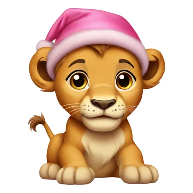 Baby Nala Lion King wearing Pink Christmas Hat sticker