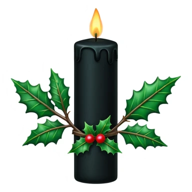 Gothic black candle with holly  sticker