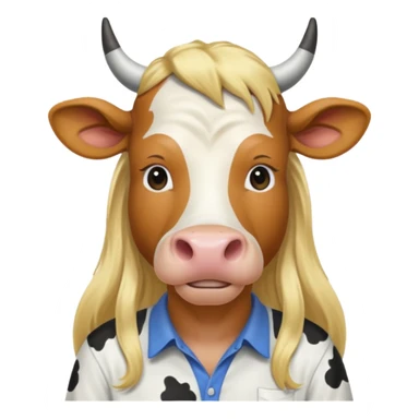 cow with long blonde hair and shirt sticker