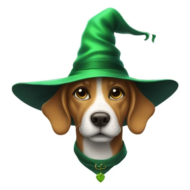 dog in green witch hat sticker