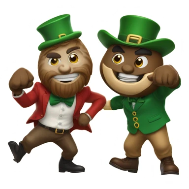 Brutus the Buckeye, punching, a Leprechaun sticker