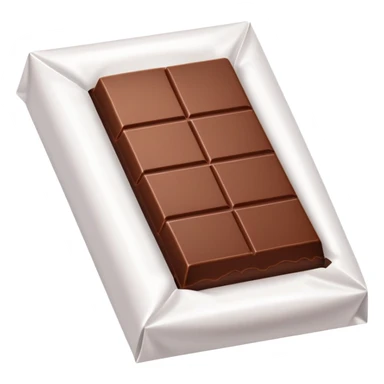 Brown chocolate bar in a white wrapper sticker