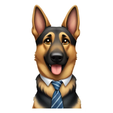 German shepherd wearing a tie sticker