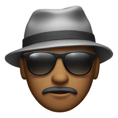 a man with spor hat and he has bear and sunglasses sticker