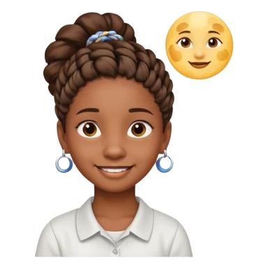 a brown skin ten year old girl with short twists  and moon earrings sticker