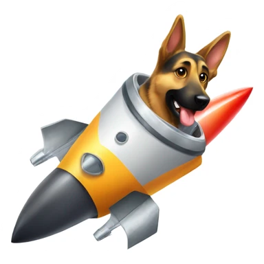 German Shepard in rocket ship  sticker