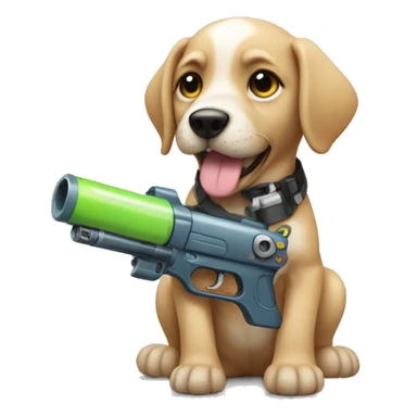 puppy with long water gun sticker