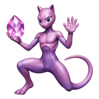 Pokemon legendary purple and pink crystal mewtwo sticker