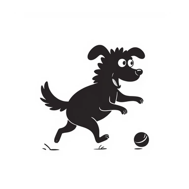 happy dog running after ball sticker