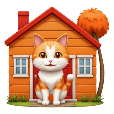 happy cat in front of their new house sticker