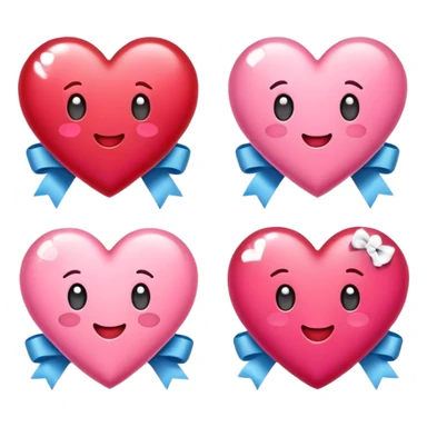 Cute hearts emojis love emojis with ribbons sticker