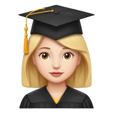 student emoji, female, wearing a graduation cap sticker