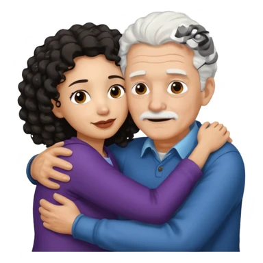Old man hugging brown skin curly hair woman sticker