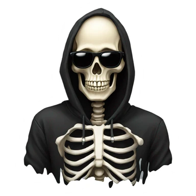 skeleton with sunglasses in black hoodie sticker