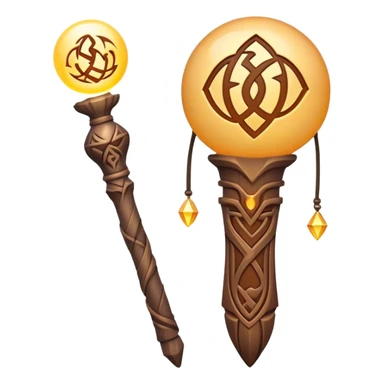 Clash of Clans aesthetic: Cinematic Playful Magic Staff Emoji, rendered in a 3D vector-style similar to standard emojis with minimal shading and bold, simplified shapes. A compact, isometric enchanted staff with intricate runic carvings and a glowing orb at its tip, softly glowing with a mystical arcane charm. Simplified yet unmistakably iconic, highly detailed and consistent, glowing with a soft radiant glow and high shine. Stylized with a touch of legendary sorcery and a soft glowing outline, capturing the essence of a powerful magic staff with a friendly, playful vibe! sticker
