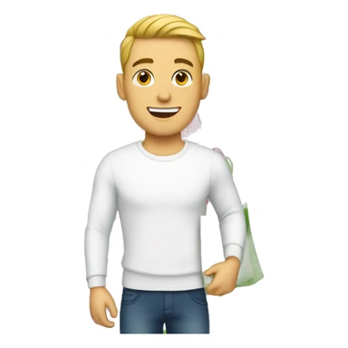 White Gay guy with shopping bags sticker