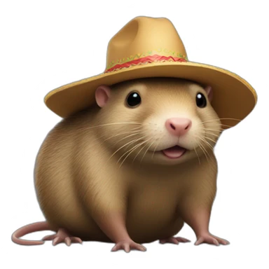 A giant mole rat wearing a sombrero sticker