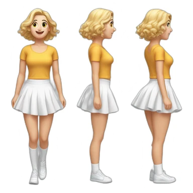 hyperrealistic-full-body-caucasian-curvy-beauty-jumping-small white-skirt-back-and-front-views-strong-wind-knickers white socks sticker