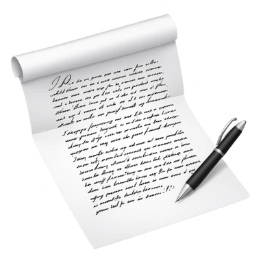 a paper letter with "TO SARAH" text written at the top of the letter, with a pen lying next to it sticker