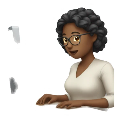 woman works with computer sticker