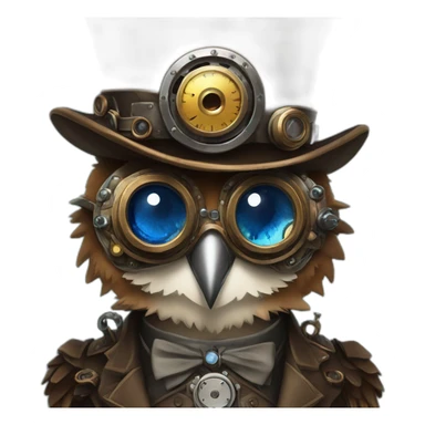 steampunk owl with blue eyes sticker
