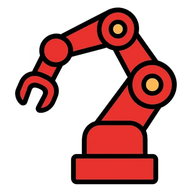 red cobot, icon style, simple and clean, 3/4 view sticker