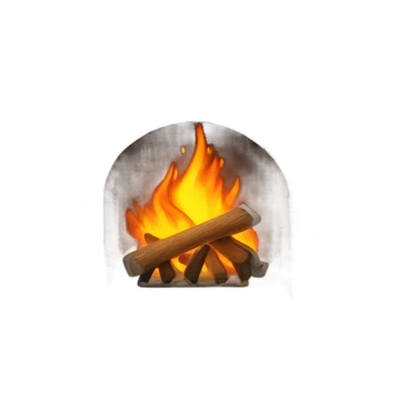 Fireplace logs with flame sticker