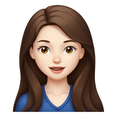 pale skin girl with long brunette hair and brown eyes, winking sticker