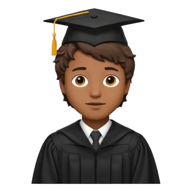 male graduate with brown skin, short wavy hair, wearing a gown sticker