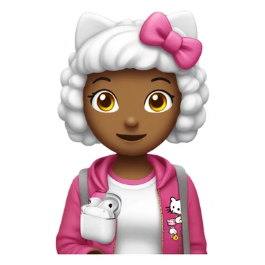 Hello Kitty with airpods sticker