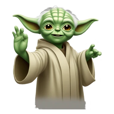 yoda happy smilin waving sticker
