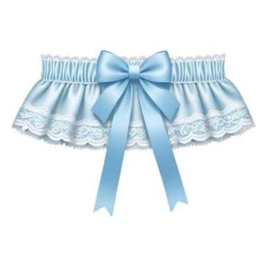 White lace bridal garter with a pale blue bow, isolated sticker