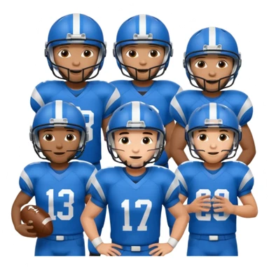 football guys team mixed race blue with helmet white black Hispanic  African  sticker
